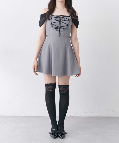 OLIVE des OLIVE(オリーブデオリーブ)の「【Belle Charme】Back Ribbon Flare Cami Onepiece(ワンピース・レディース・ブラック/グレー/ベージュ・FREE)」の19枚目の写真