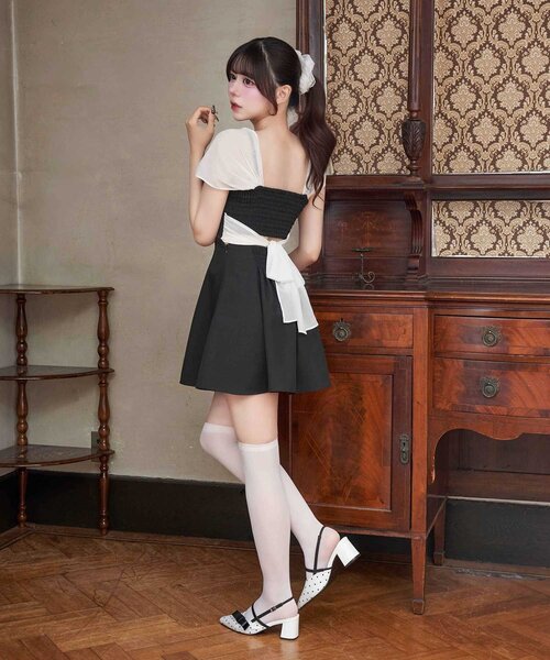 OLIVE des OLIVE(オリーブデオリーブ)の「【Belle Charme】Back Ribbon Flare Cami Onepiece(ワンピース・レディース・ブラック/グレー/ベージュ・FREE)」の12枚目の写真