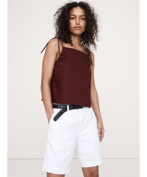 Banana Republic(バナナリパブリック)の「コットン ポプリン タイストラップ タンクトップ(キャミソール・レディース・ブラック/バーガンディー・XS/L/S/M)」の2枚目の写真