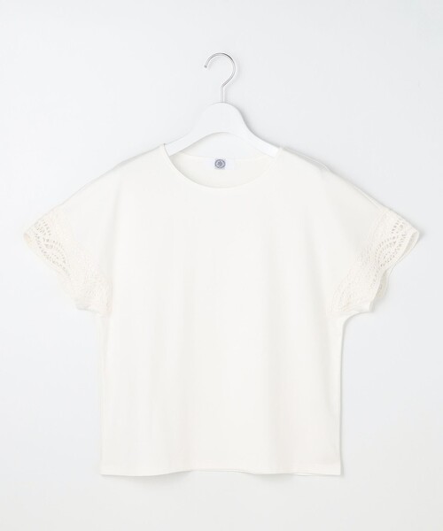 J.PRESS Ladies（J.プレス レディス）の「【一枚で着映え・シーンレスに活躍】コットンスムース レースデザイン カットソー（Tシャツ/カットソー・レディース・ネイビー系/サックスブルー系/ホワイト系/ライトグレー系/ブラウン系/ホワイト系1・SMALL）」の22枚目の写真
