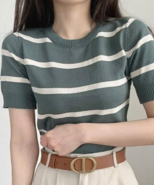 semplice（センプリチェ）の「Ｔシャツ【韓国ファッション】（Tシャツ/カットソー・レディース・ベージュ/グリーン/ホワイト/ブラック/ブルー・F）」の16枚目の写真