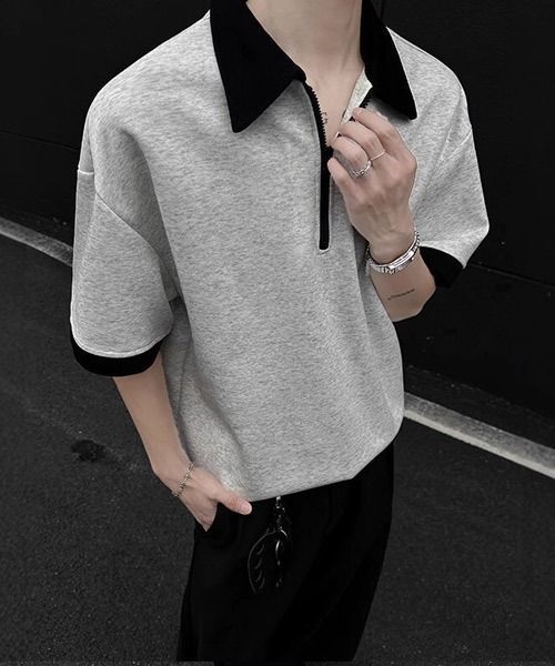 Ressaca(レサーカ)の「オーバーサイズハーフジップポロシャツ(ポロシャツ・メンズ・ブラック/グレー・XL/L/M)」の16枚目の写真
