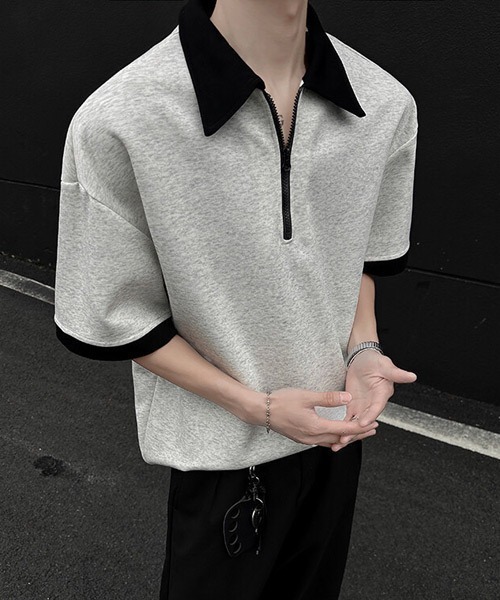 Ressaca(レサーカ)の「オーバーサイズハーフジップポロシャツ(ポロシャツ・メンズ・ブラック/グレー・XL/L/M)」の15枚目の写真