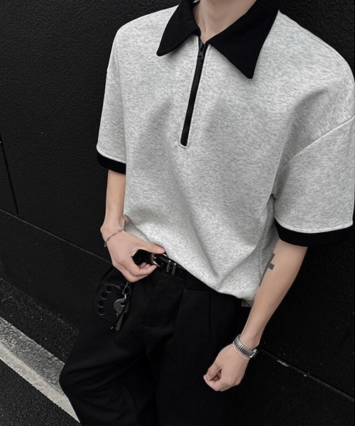 Ressaca(レサーカ)の「オーバーサイズハーフジップポロシャツ(ポロシャツ・メンズ・ブラック/グレー・XL/L/M)」の17枚目の写真