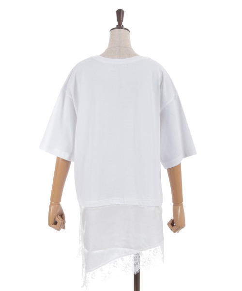 axes femme(アクシーズファム)の「レースドッキングTシャツ(Tシャツ/カットソー・レディース・キナリ/チャコール/ブラック・FREE)」の4枚目の写真