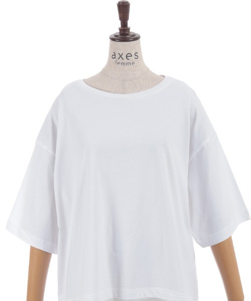 axes femme(アクシーズファム)の「レースドッキングTシャツ(Tシャツ/カットソー・レディース・キナリ/チャコール/ブラック・FREE)」の5枚目の写真