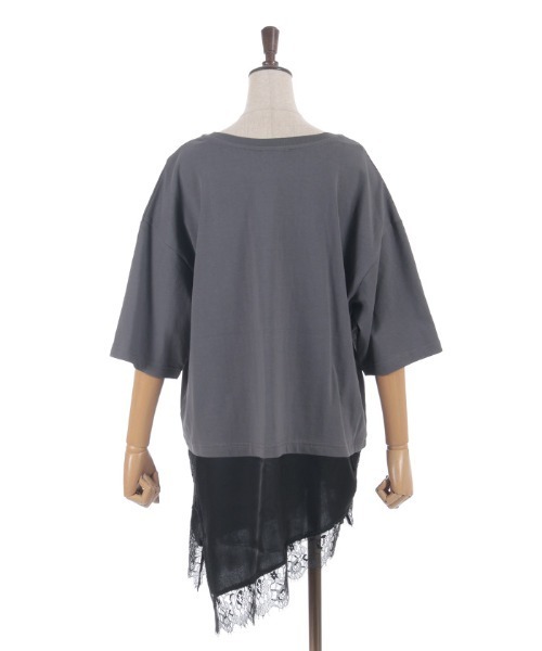 axes femme(アクシーズファム)の「レースドッキングTシャツ(Tシャツ/カットソー・レディース・キナリ/チャコール/ブラック・FREE)」の11枚目の写真