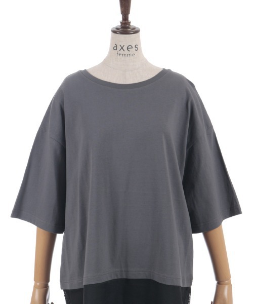 axes femme(アクシーズファム)の「レースドッキングTシャツ(Tシャツ/カットソー・レディース・キナリ/チャコール/ブラック・FREE)」の12枚目の写真