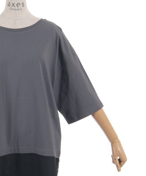 axes femme(アクシーズファム)の「レースドッキングTシャツ(Tシャツ/カットソー・レディース・キナリ/チャコール/ブラック・FREE)」の15枚目の写真