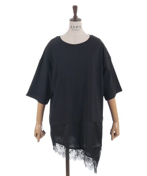 axes femme(アクシーズファム)の「レースドッキングTシャツ(Tシャツ/カットソー・レディース・キナリ/チャコール/ブラック・FREE)」の16枚目の写真