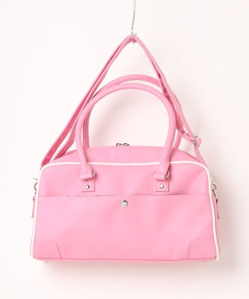 GALFY(ガルフィー)の「GALFY(ガルフィー)プチ家出BAG/犬ロゴ刺繍フェイクレザーボストンバッグ/2wayショルダーバッグ(ボストンバッグ・レディース・ブラック/ピンク・FREE)」の7枚目の写真