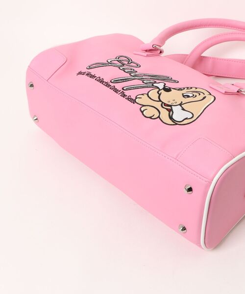 GALFY(ガルフィー)の「GALFY(ガルフィー)プチ家出BAG/犬ロゴ刺繍フェイクレザーボストンバッグ/2wayショルダーバッグ(ボストンバッグ・レディース・ブラック/ピンク・FREE)」の4枚目の写真