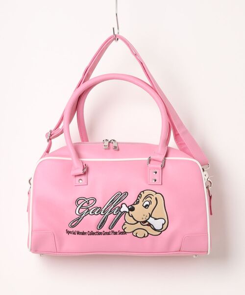 GALFY(ガルフィー)の「GALFY(ガルフィー)プチ家出BAG/犬ロゴ刺繍フェイクレザーボストンバッグ/2wayショルダーバッグ(ボストンバッグ・レディース・ブラック/ピンク・FREE)」の8枚目の写真