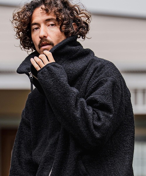 CAMBIO（カンビオ）の「mj11605-Poodle Fur Volume Stand Neck Jacket スタンドカラープードルファージャケット(A72226cmb)（その他アウター・メンズ・ブラック/ベージュ/チャコール/レッド・L/M/S）」の5枚目の写真