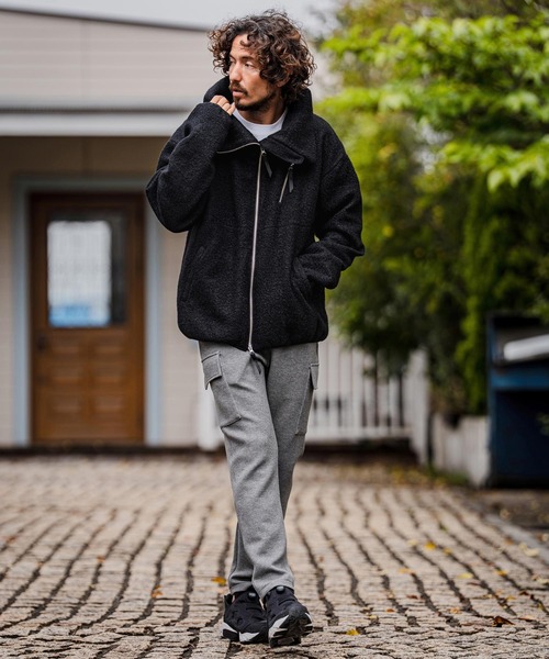CAMBIO（カンビオ）の「mj11605-Poodle Fur Volume Stand Neck Jacket スタンドカラープードルファージャケット(A72226cmb)（その他アウター・メンズ・ブラック/ベージュ/チャコール/レッド・L/M/S）」の8枚目の写真