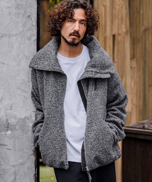 CAMBIO（カンビオ）の「mj11605-Poodle Fur Volume Stand Neck Jacket スタンドカラープードルファージャケット(A72226cmb)（その他アウター・メンズ・ブラック/ベージュ/チャコール/レッド・L/M/S）」の9枚目の写真