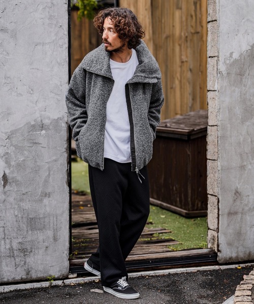 CAMBIO（カンビオ）の「mj11605-Poodle Fur Volume Stand Neck Jacket スタンドカラープードルファージャケット(A72226cmb)（その他アウター・メンズ・ブラック/ベージュ/チャコール/レッド・L/M/S）」の11枚目の写真