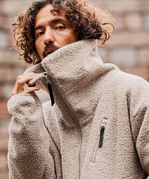 CAMBIO（カンビオ）の「mj11605-Poodle Fur Volume Stand Neck Jacket スタンドカラープードルファージャケット(A72226cmb)（その他アウター・メンズ・ブラック/ベージュ/チャコール/レッド・L/M/S）」の13枚目の写真