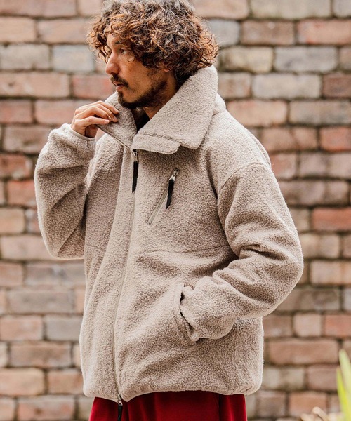 CAMBIO（カンビオ）の「mj11605-Poodle Fur Volume Stand Neck Jacket スタンドカラープードルファージャケット(A72226cmb)（その他アウター・メンズ・ブラック/ベージュ/チャコール/レッド・L/M/S）」の14枚目の写真