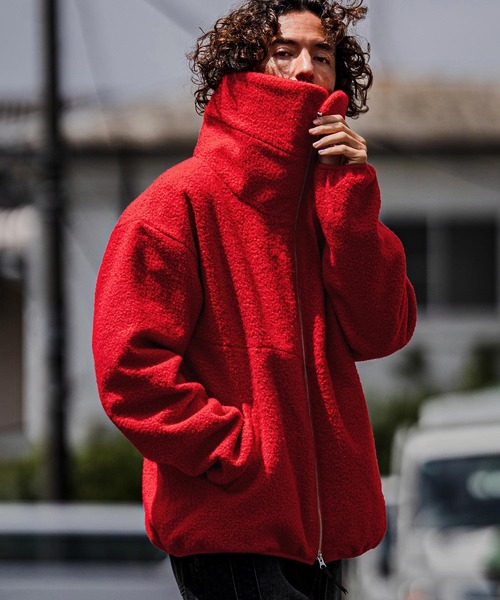 CAMBIO（カンビオ）の「mj11605-Poodle Fur Volume Stand Neck Jacket スタンドカラープードルファージャケット(A72226cmb)（その他アウター・メンズ・ブラック/ベージュ/チャコール/レッド・L/M/S）」の17枚目の写真