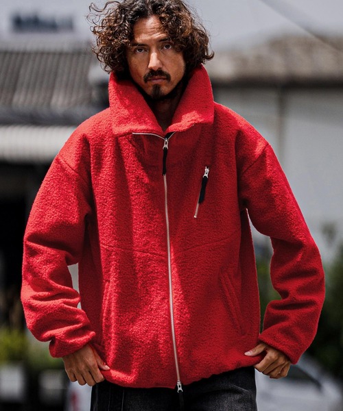 CAMBIO（カンビオ）の「mj11605-Poodle Fur Volume Stand Neck Jacket スタンドカラープードルファージャケット(A72226cmb)（その他アウター・メンズ・ブラック/ベージュ/チャコール/レッド・L/M/S）」の18枚目の写真