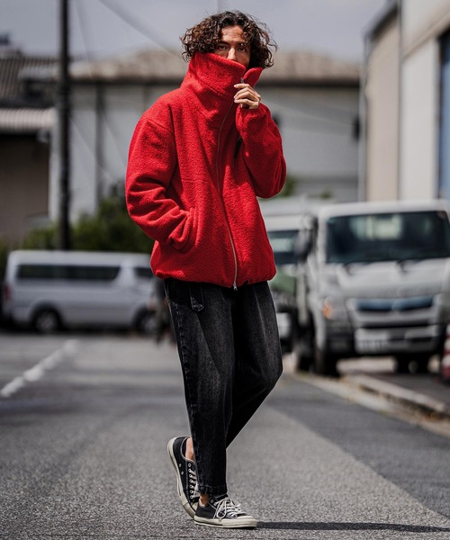 CAMBIO（カンビオ）の「mj11605-Poodle Fur Volume Stand Neck Jacket スタンドカラープードルファージャケット(A72226cmb)（その他アウター・メンズ・ブラック/ベージュ/チャコール/レッド・L/M/S）」の19枚目の写真