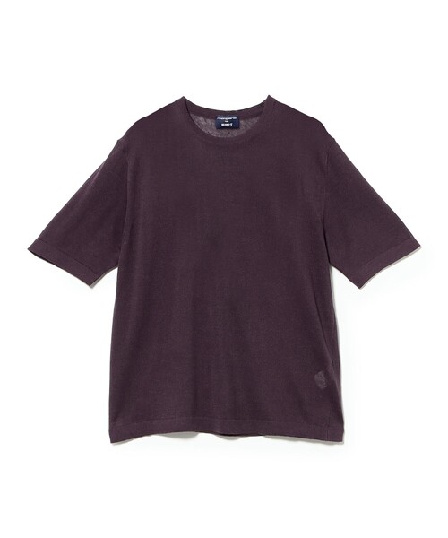 BEAMS F(ビームスエフ)の「【別注】MORGANO / コットンリネン クルーネック ショートスリーブ ニット(Tシャツ/カットソー・メンズ・パープル/ブラック系その他3/ブラウン・44/46/48/50)」の3枚目の写真