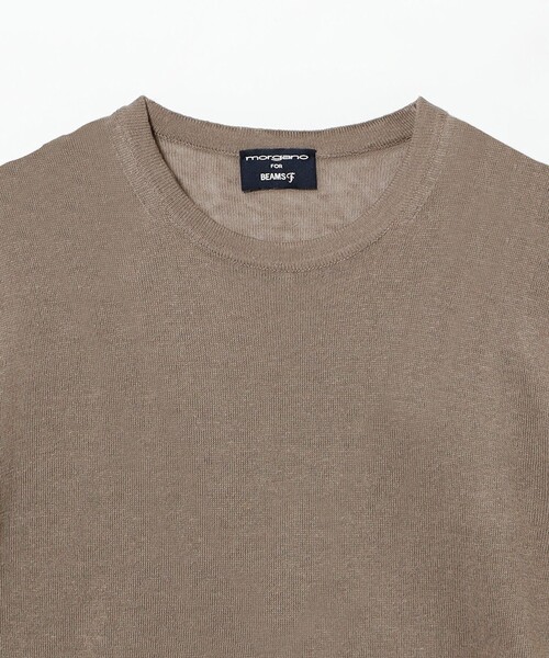 BEAMS F(ビームスエフ)の「【別注】MORGANO / コットンリネン クルーネック ショートスリーブ ニット(Tシャツ/カットソー・メンズ・パープル/ブラック系その他3/ブラウン・44/46/48/50)」の5枚目の写真