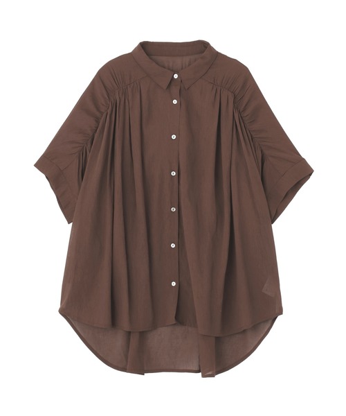 YECCA VECCA（イェッカヴェッカ）の「ドライタッチシアーバックギャザーシャツ（シャツ/ブラウス・レディース・ブラック/ライトベージュ/ブラウン/グリーン系その他3・FREE）」の7枚目の写真
