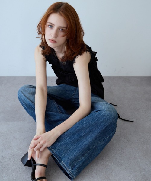 flaeu(フラユ)の「Drawstring Tiered Camisole(キャミソール・レディース・ブラック/ライトブルー/ホワイト・FREE)」の10枚目の写真