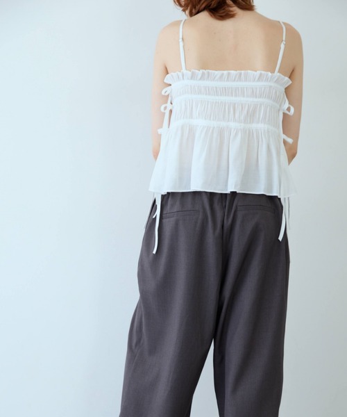 flaeu(フラユ)の「Drawstring Tiered Camisole(キャミソール・レディース・ブラック/ライトブルー/ホワイト・FREE)」の8枚目の写真