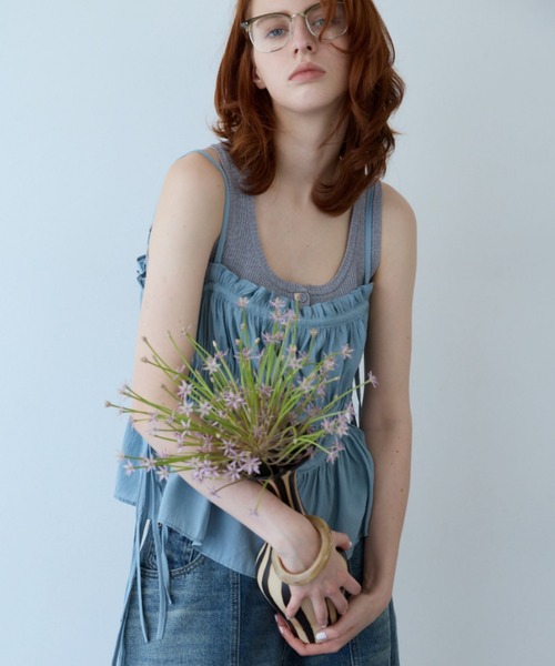 flaeu(フラユ)の「Drawstring Tiered Camisole(キャミソール・レディース・ブラック/ライトブルー/ホワイト・FREE)」の14枚目の写真