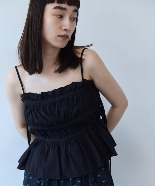 flaeu(フラユ)の「Drawstring Tiered Camisole(キャミソール・レディース・ブラック/ライトブルー/ホワイト・FREE)」の21枚目の写真