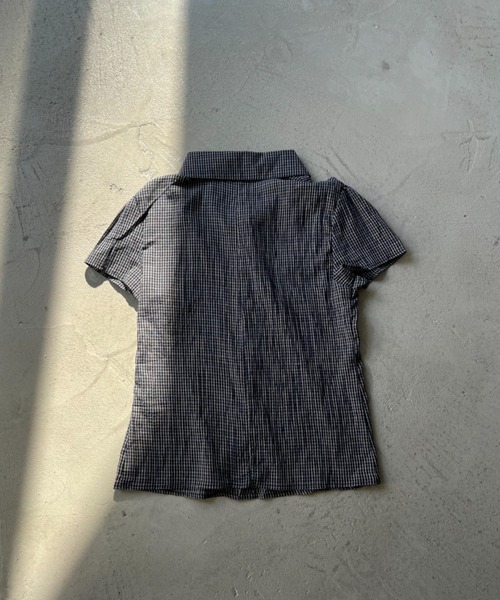 NUJOH(ヌゾ)の「Gingham Puff Sleeve Shirt / ギンガムパフスリーブシャツ(シャツ/ブラウス・レディース・ネイビー/グレー/ライトブルー・FREE)」の9枚目の写真