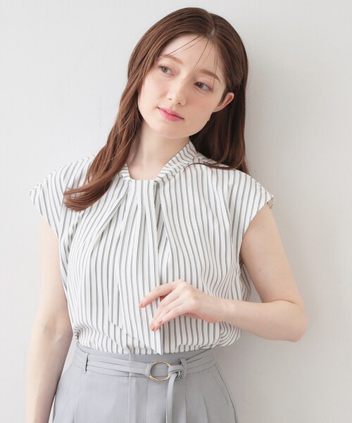 index(インデックス)の「【汗ジミ防止】透けにくいボウタイブラウス《UVケア/吸水速乾/洗濯機OK》(シャツ/ブラウス・レディース・ボルドー/ネイビー/アイボリー系2/グリーン系・38/36/34/42/40)」の20枚目の写真