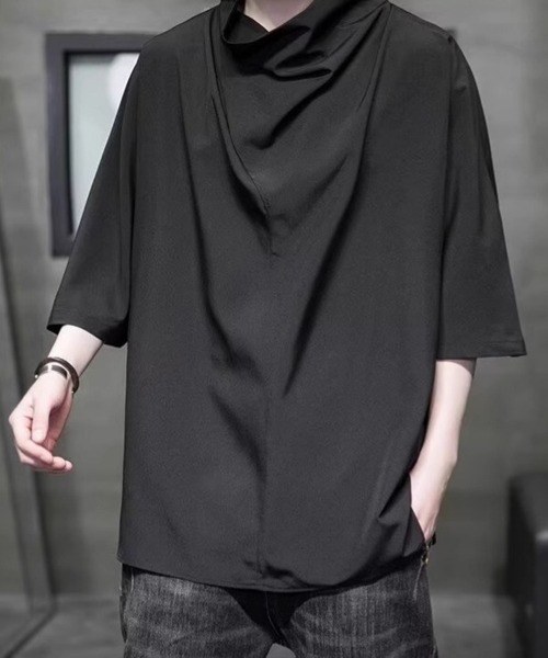 KELVIN（ケルヴァン）の「Drape Neck Mode Tee ドレープネックモードTシャツ（Tシャツ/カットソー・メンズ・ブラック・MEDIUM/LARGE）」の2枚目の写真