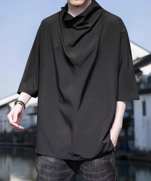 KELVIN（ケルヴァン）の「Drape Neck Mode Tee ドレープネックモードTシャツ（Tシャツ/カットソー・メンズ・ブラック・MEDIUM/LARGE）」の5枚目の写真