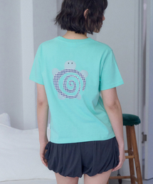 タートル アプリケ刺繍 半袖Tシャツ AS1321 (ミント)