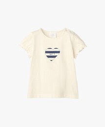 agnes b. | ベビー ロゴ ボーダー プリント コットン 半袖 Tシャツ "Heart"(Tシャツ/カットソー)
