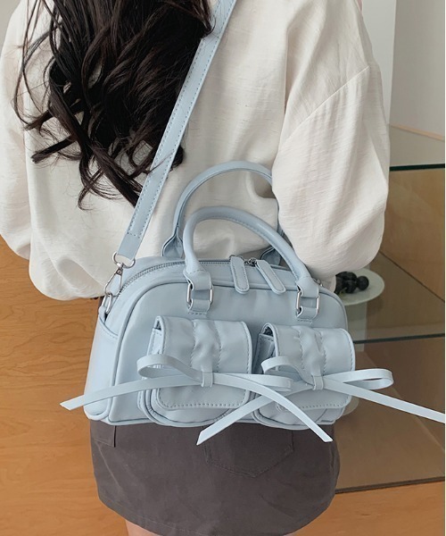 center i(センターアイ)の「リボンポケットミニボストンショルダーバッグ(ショルダーバッグ・レディース・ホワイト/サックスブルー/ブラック・FREE)」の19枚目の写真