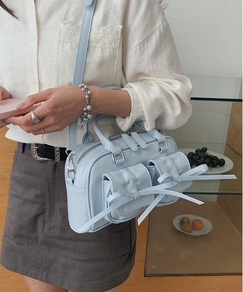 center i(センターアイ)の「リボンポケットミニボストンショルダーバッグ(ショルダーバッグ・レディース・ホワイト/サックスブルー/ブラック・FREE)」の20枚目の写真