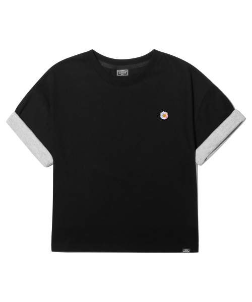 PEID(ペイド)の「PD スモールデイジーロールアップクロップ半袖Tシャツブラック(Tシャツ/カットソー・メンズ・ブラック・1/2/3)」の3枚目の写真