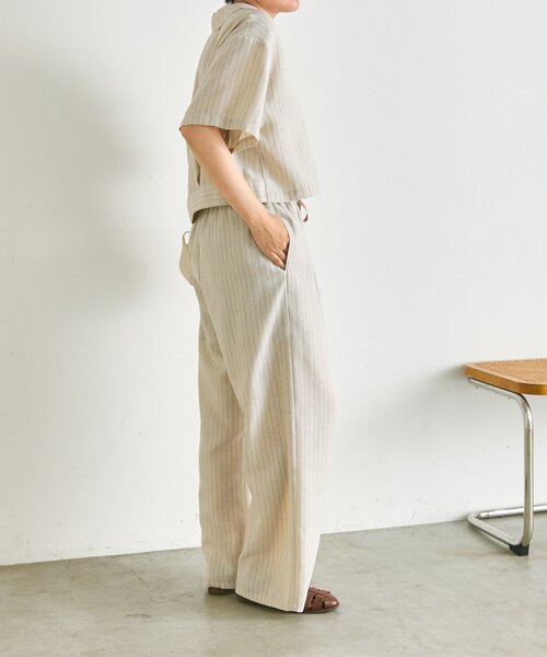 ear PAPILLONNER(イアパピヨネ)の「麻ライクストライプジャケット【SUM1 STYLE】(その他アウター・レディース・ブラック/ライトベージュ・FREE)」の14枚目の写真