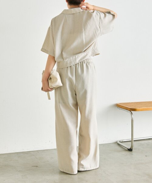 ear PAPILLONNER(イアパピヨネ)の「麻ライクストライプジャケット【SUM1 STYLE】(その他アウター・レディース・ブラック/ライトベージュ・FREE)」の13枚目の写真