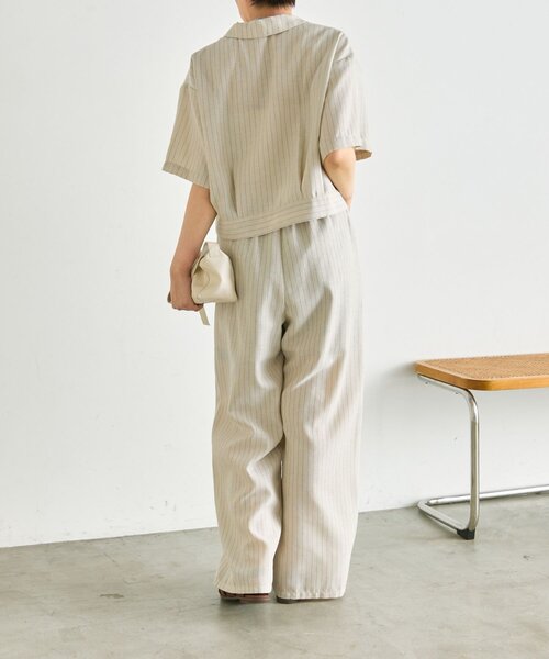 ear PAPILLONNER(イアパピヨネ)の「麻ライクストライプジャケット【SUM1 STYLE】(その他アウター・レディース・ブラック/ライトベージュ・FREE)」の12枚目の写真