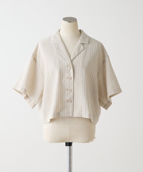 ear PAPILLONNER(イアパピヨネ)の「麻ライクストライプジャケット【SUM1 STYLE】(その他アウター・レディース・ブラック/ライトベージュ・FREE)」の9枚目の写真