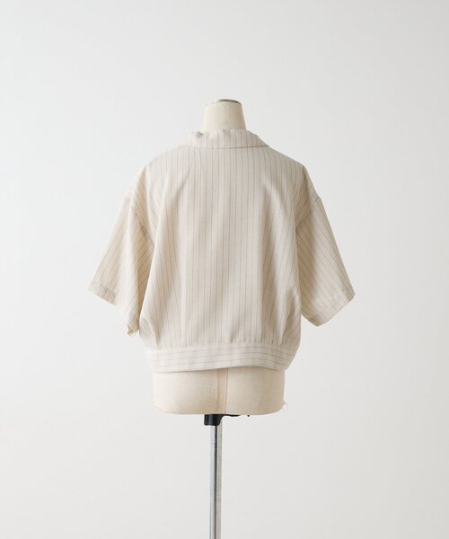 ear PAPILLONNER(イアパピヨネ)の「麻ライクストライプジャケット【SUM1 STYLE】(その他アウター・レディース・ブラック/ライトベージュ・FREE)」の7枚目の写真