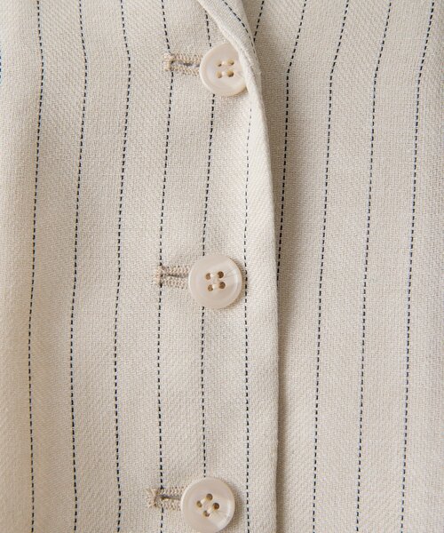 ear PAPILLONNER(イアパピヨネ)の「麻ライクストライプジャケット【SUM1 STYLE】(その他アウター・レディース・ブラック/ライトベージュ・FREE)」の5枚目の写真
