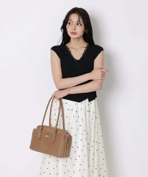Apuweiser-riche（アプワイザーリッシェ）の「カシュクールニットドットワンピースSET（ワンピース・レディース・ホワイト/ブラック/ライトブルー・2/1）」の9枚目の写真