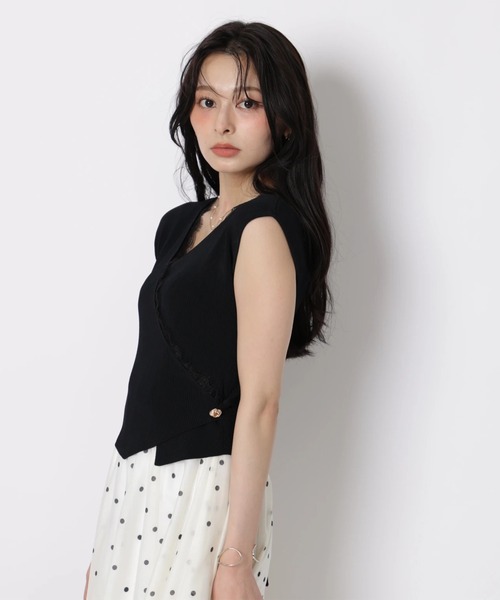 Apuweiser-riche（アプワイザーリッシェ）の「カシュクールニットドットワンピースSET（ワンピース・レディース・ホワイト/ブラック/ライトブルー・2/1）」の10枚目の写真